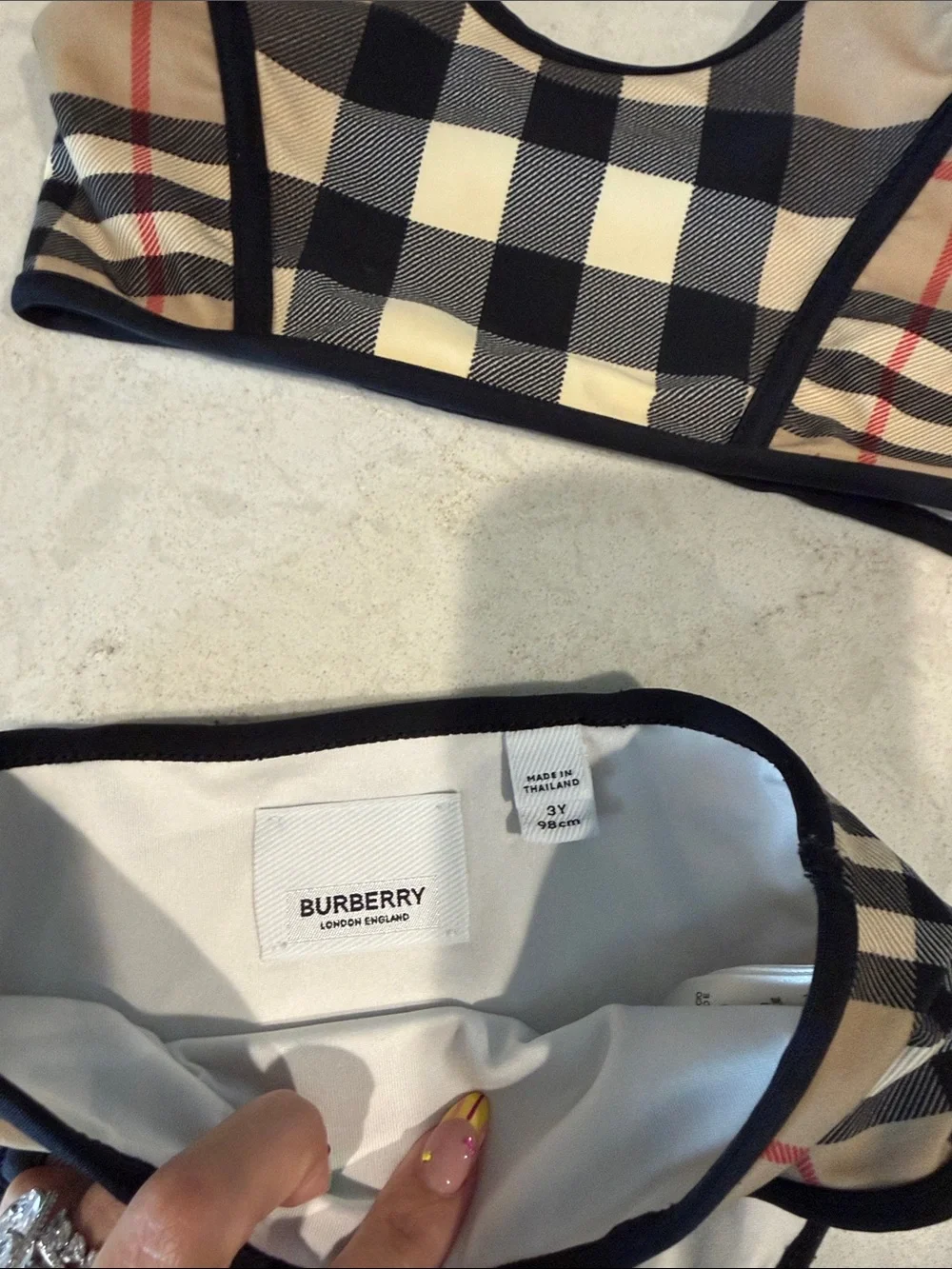 Burberry Beige Black Plaid Two-Piece Bikini Set